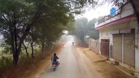 Bird eye view of roads leading to village of Pakistan Stock Footage 199243760