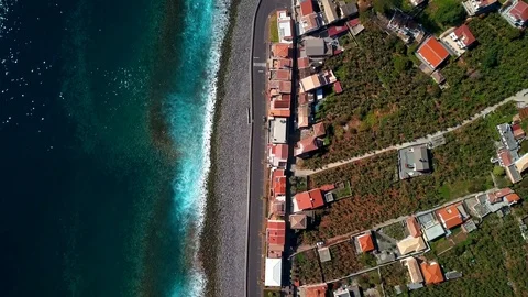 Bird Eye View Of the town With waves and houses Stock Footage 103323404