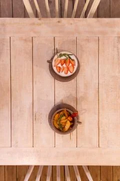 Bird eye view of two cups of tea Stock Photos