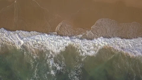 Bird Eye View of Waves on Beach Stock Footage 98365066