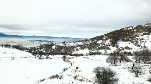 Bird eye view of winter landscape Stock Footage 69855827
