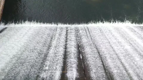 Bird eye water fall in dam Video stock 169941618