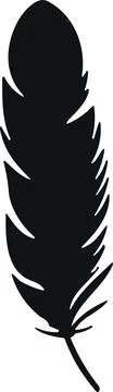 Bird Feather. Feathers vector in a flat style. Pen icon. Black quill feathe.. Stock Illustration