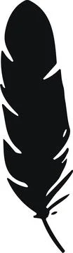 Bird Feather. Feathers vector in a flat style. Pen icon. Black quill feathe.. Stock Illustration