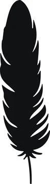 Bird Feather. Feathers vector in a flat style. Pen icon. Black quill feathe.. Stock Illustration