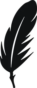 Bird Feather. Feathers vector in a flat style. Pen icon. Black quill feathe.. Stock Illustration