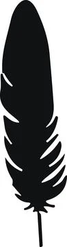 Bird Feather. Feathers vector in a flat style. Pen icon. Black quill feathe.. Stock Illustration