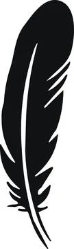 Bird Feather. Feathers vector in a flat style. Pen icon. Black quill feathe.. Stock Illustration