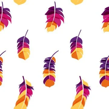 Bird Feather Hand Drawn Seamless Pattern Background Vector Illus Illustrazione stock