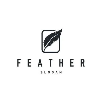 Bird feather logo simple design animal feather silhouette black feather win.. Stock Illustration