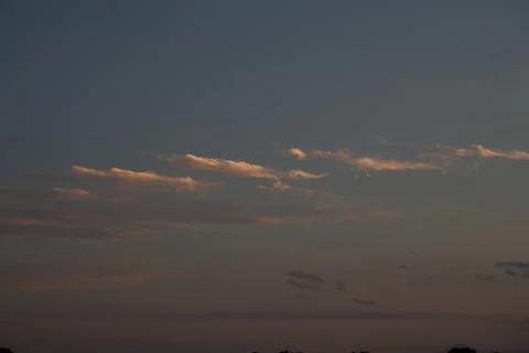 Bird feather looking clouds at sunset time in Japan. Stock-Fotos
