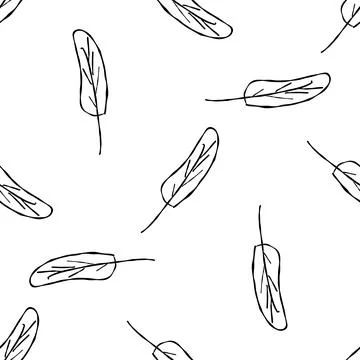 Bird feather pattern doodle hand drawn black Stock Illustration