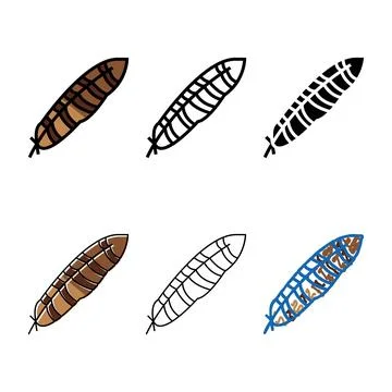 Bird feather soft fluffy color icon styleset vector Stock Illustration