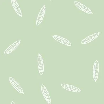 Bird feather soft fluffy line seamless pattern Stock Illustration