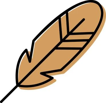 Bird feather writing accessory flat icon Stock Illustration