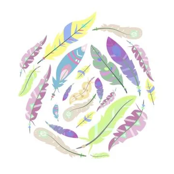 Bird Feathers Closeup Isolated Vector Illustration Illustrazione stock