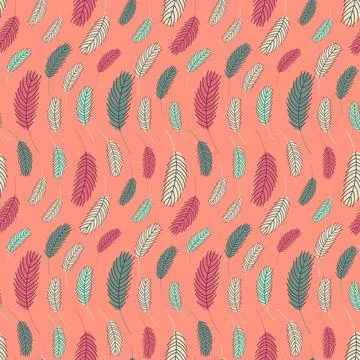 Bird feathers pattern.Easter pattern with feathers Illustrazione stock