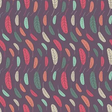 Bird feathers seamless pattern. Easter pattern with chicken feathers Stockillustratie