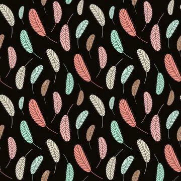 Bird feathers seamless pattern. Easter pattern with chicken feathers Stock Illustration