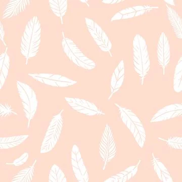 Bird feathers seamless pattern. Feather silhouette background. Plumelet Stock Illustration