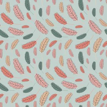 Bird feathers seamless pattern. Stock Illustration