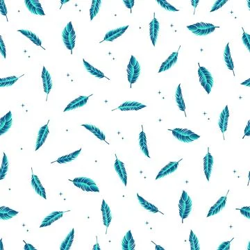 Bird feathers vector seamless pattern with gradient Stock Illustration
