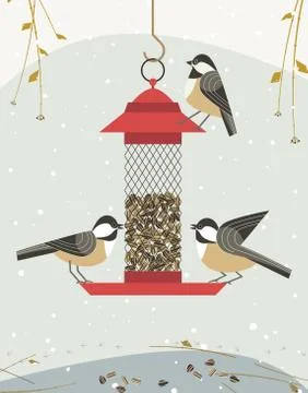 Bird feding icon Stock Illustration