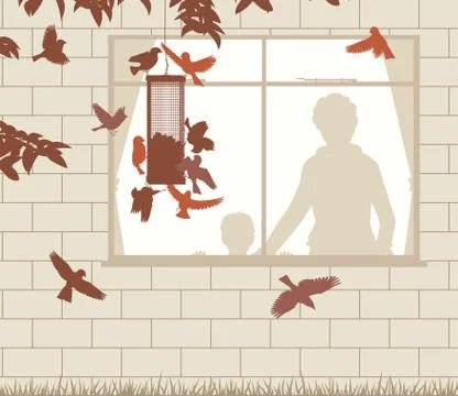 Bird feeder entertainment Illustrazione stock