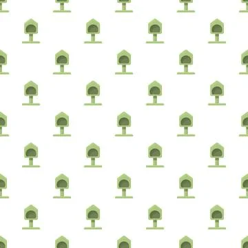 Bird feeder house repeating seamless pattern design 스톡 일러스트