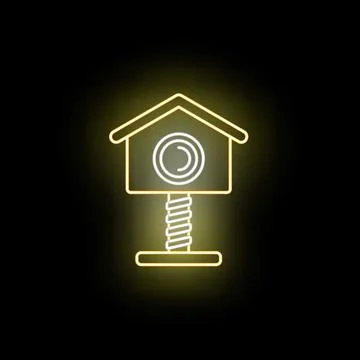 Bird feeder house with swinging spring neon sign Stock Illustration