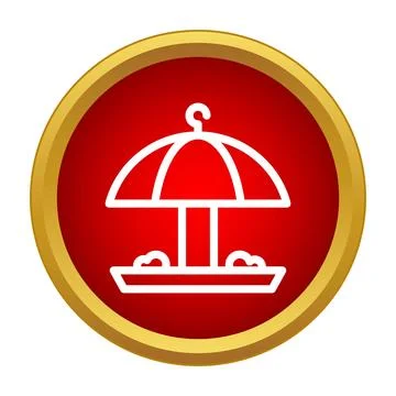 Bird feeder icon in red circle button Stock Illustration