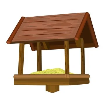 Bird feeder isolated on white background. Brown birdfeeder with food. Stock Illustration