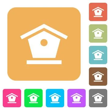 Bird feeder rounded square flat icons Stock Illustration