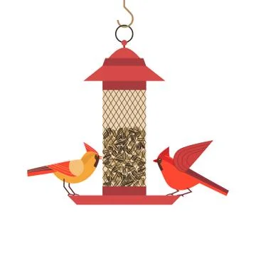 Bird feeding poster Stock Illustration