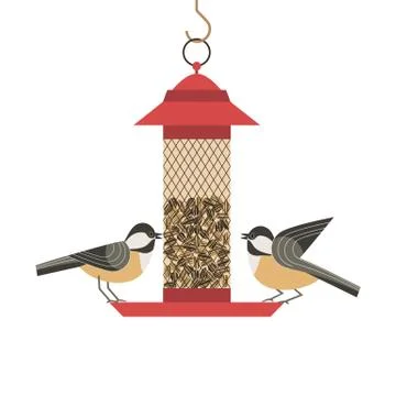 Bird feeding poster Stock-Illustration
