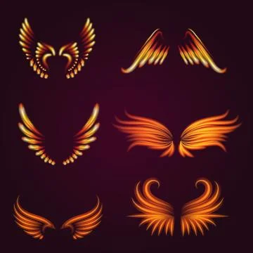 Bird fire wings vector fantasy feather burning fly mystic glow fiery burn hot イラスト素材
