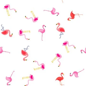 Bird Flamingo Vector Seamless Pattern 스톡 일러스트