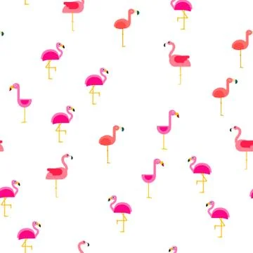 Bird Flamingo Vector Seamless Pattern イラスト素材