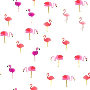 Bird Flamingo Vector Seamless Pattern 스톡 일러스트