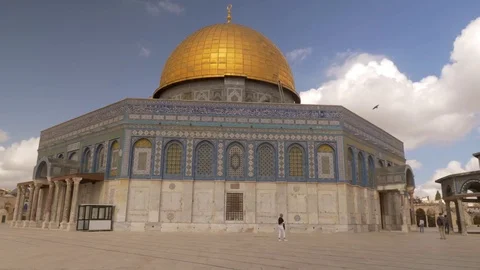 Bird Flies by the Dome of the Rock Stock Footage 82677343