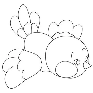Bird flies spread its wings, outline drawing, isolated object on a white Stock Illustration