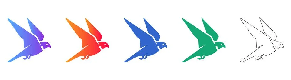 Bird in Flight Icon Set Stock Illustration