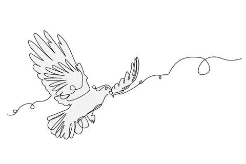 Bird in Flight Line Drawing Stock Illustration