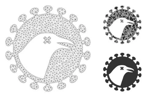 Bird Flu Virus Vector Mesh Carcass Model and Triangle Mosaic Icon Stock Illustration