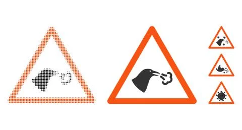 Bird Flu Warning Halftone and Solid Icon Stock Illustration
