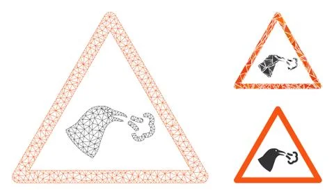 Bird Flu Warning Vector Mesh Wire Frame Model and Triangle Mosaic Icon Stock Illustration