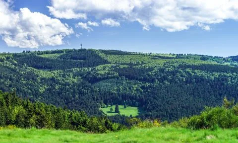 Bird-fly Alsace panoramic view 스톡 사진