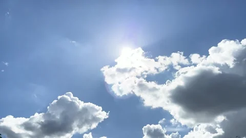 Bird Fly, The Sun's Shining And Come Out Of Cloud With Flare Stock Footage 276758784