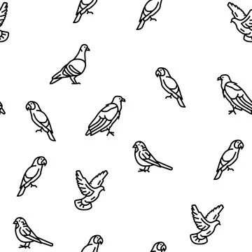 Bird Flying Animal With Feather Vector Seamless Pattern Stock Illustration