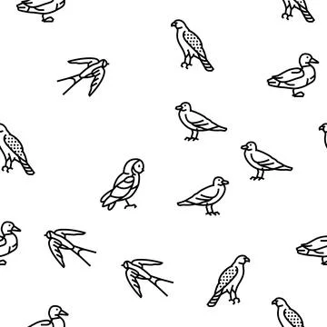 Bird Flying Animal With Feather Vector Seamless Pattern Stock Illustration